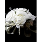 Elegant White Round Shape Satin/ Crystal Wedding Bridal Bouquet