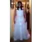A-line Jewel Court Train Organza Over Satin Flower Girl Dress
