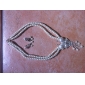 elegantes diamantes de imitación de mariposa collar y pendientes conjunto de joyería