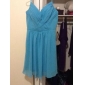 Sheath/ Column Spaghetti Straps V-neck Knee-length Chiffon Bridesmaid Dress