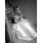 A-line Scoop Satin Tulle Tea-length Flower Girl Dress 