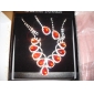 conjunto de senhoras de luxo strass de jóias, incluindo brincos e colar