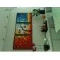 hand-painted pintura a óleo com moldura abstracta esticado - conjunto de 3