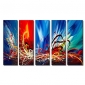 Hand-painted Abstract Oil Painting with Stretched Frame - Set of 5