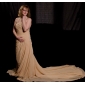 Sheath/Column Halter Court Train Chiffon Wedding Dress 
