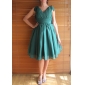 A-line Princess V-neck Knee-length Chiffon Bridesmaid Dress 