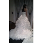Ball Gown Sweetheart Strapless Chapel Train Organza Crystal Detailing Wedding Dress With A Wrap