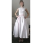 Ball Gown Bateau Tea-length Satin Wedding Dress 