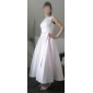 Ball Gown Bateau Tea-length Satin Wedding Dress 