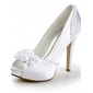 Satin Stiletto Heel Peep Toe Pumps Wedding Shoes With Satin Flower