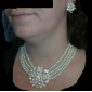 Gorgeous Clear Crystals And Imitation Pearls Jewelry Set,Including Necklace And Earrings
