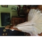 A-line V-neck Cathedral Train Lace Taffeta Wedding Dress 