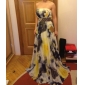 A-line Strapless Floor-length Chiffon Evening Dress