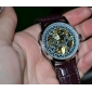 Montre Automatique avec Gravure pour Homme, En Cuir PU