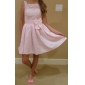 A-line Scoop Short/Mini Taffeta Wedding Dress 