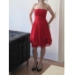 A-line Strapless Knee-length Chiffon Bridesmaid Dress 