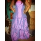 A-line Strapless Floor-length Taffeta Bridesmaid/ Wedding Party Dress With Pick-Up Skirt