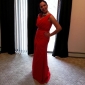 Sheath/Column Cowl Sweep/Brush Train Chiffon Evening Dress 