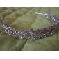 liga de prata de strass e pérola flor nupcial tiara