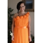 Sheath/Column One Shoulder Floor-Length Chiffon Over Stretch Satin Bridesmaid Dress  