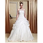 A-line Strapless Scalloped-Edged Neckline Organza Floor-length Wedding Dress 