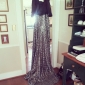 A-line V-neck Court Train Satin And Sequined Evening Dress inspired by Oprah Winfrey at the 83rd Oscar