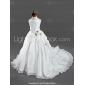 Ball Gown Spaghetti Straps Court Train Taffeta Satin Flower Girl Dresses / First Communion Dresses