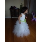Ball Gown Jewel Tea-length Satin Tulle Flower Girl Dress