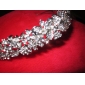 liga de prata de strass e pérola flor nupcial tiara