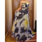 A-line Strapless Floor-length Chiffon Evening Dress