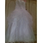 A-line Strapless Scalloped-Edged Neckline Organza Floor-length Wedding Dress 