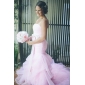 Alluring Trumpet/Mermaid Strapless Court Train Organza Wedding Dress 