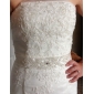Trumpet/Mermaid StraplessSweep/Brush Train Tulle Satin Wedding Dress 