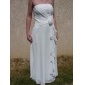 Sheath/Column Strapless Floor-length Chiffon Over Elastic Woven Satin Bridesmaid Dress 