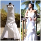 Trumpet/Mermaid Strapless Sweetheart Court Train Satin Wedding Dress 