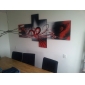 Hand-painted Abstract Oil Painting with Stretched Frame - Set of 4