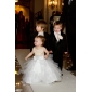 A-line Jewel Floor-length Tulle Satin Flower Girl Dress