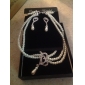 Ivory Pearl Two Piece Two Layer Ladies Necklace and Earrings Jewelry Set (38 cm)