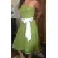 A-line Strapless Knee-length Chiffon Stretch Satin Bridesmaid/ Wedding Party Dress
