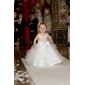 A-line Jewel Floor-length Tulle Satin Flower Girl Dress