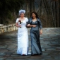 A-line Empire Scoop Sweep/ Brush Train Organza Over Satin Wedding Dress