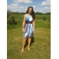 Sheath/Column One Shoulder Knee-length Chiffon Print Dress 