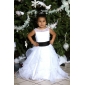 Ball Gown Scoop Floor-length Pearls Satin Organza Flower Girl Dress