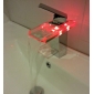 Single Handle Color Changing LED Waterfall Bathroom Sink Faucet (Chrome Finish)