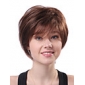 Capless Kort Brown Wavy 100% Human Hair Parykker