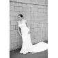 Sheath/Column Halter Court Train Chiffon Wedding Dress 