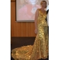 Trumpet/Mermaid V-neck Sweep/Brush Train Sequined Evening Dress inspired by Kellie Pickler 