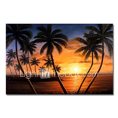 hawaii beaches at sunset. Painting Hawaii Beach Palm