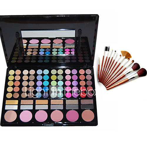 Professional Cosmetic Brush Set + 78 Colors Makeup Palette Eye Shadows 