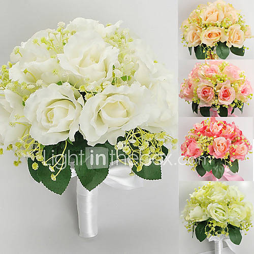 White Silk Round Wedding Bouquets Bridal Bouquets MLY002 US 2999